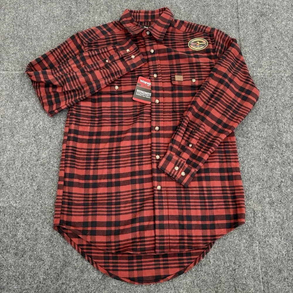 New Wrangler Riggs Workwear Flannel Shirt Mens Sz M Heavy Long Sleeve Red Plaid